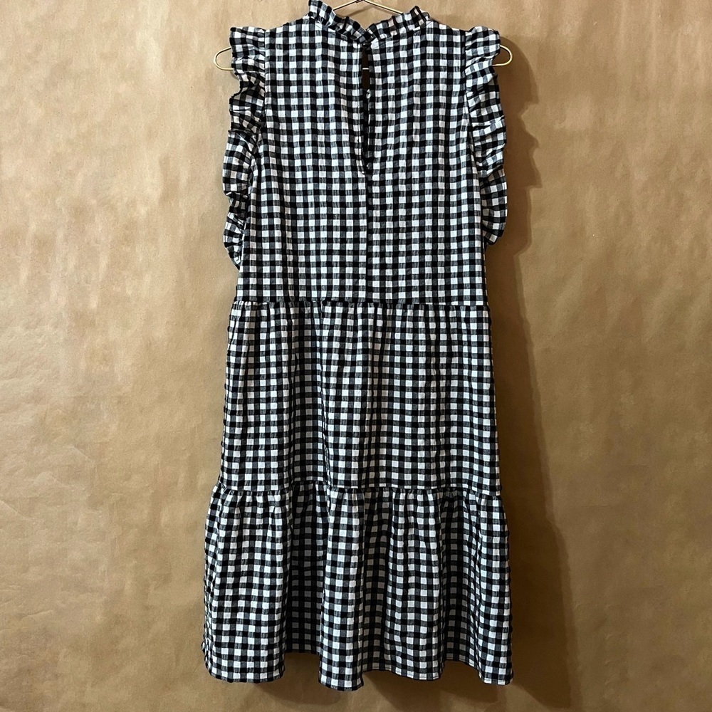 Anthropologie Maeve Lida Ruffled Mini Dress Tiered Popover Gingham Check Size M - Picture 8 of 13